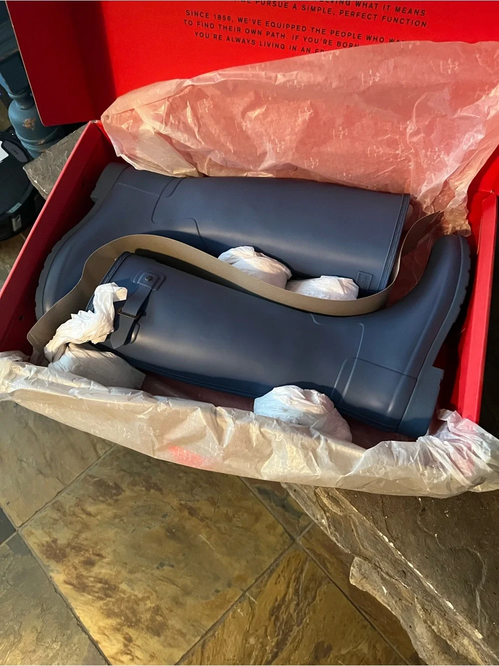Hunter Blue Rain Boots Brand new in the box